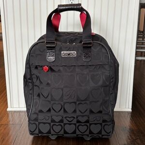 Brighton Weekender black embossed rolling carry-on